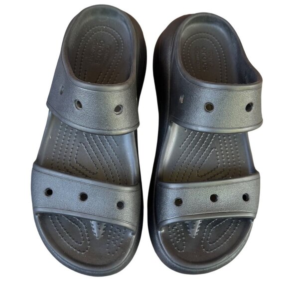 Crocs Unisex Classic Crush Sandal BLACK US M8/W 10 - Picture 2 of 12
